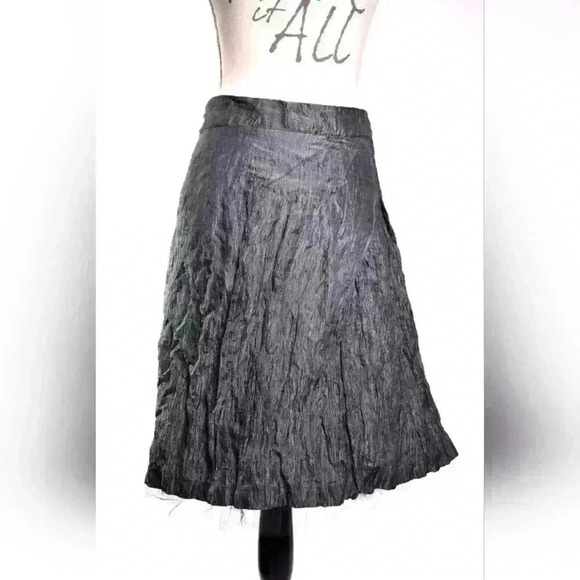 PINK TARTAN Grey Crinkle Lame Ballet Mesh Knee Flair  Skirt 4US Medium Canada - Picture 1 of 9